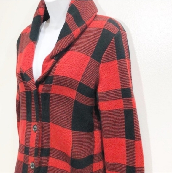 Chaps Buffalo Plaid Button Up Cardigan Size Large - Picture 2 of 8